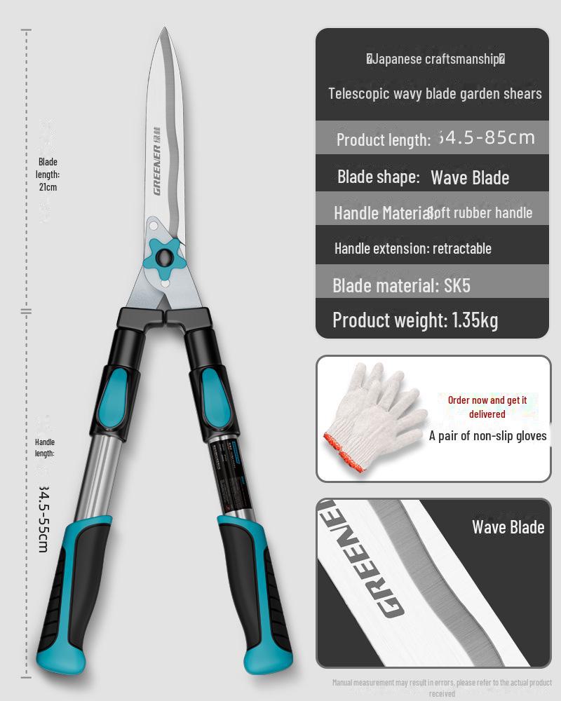 "Green Forest Garden Pruning Scissors for Hedges, Seedlings, and High Branches"