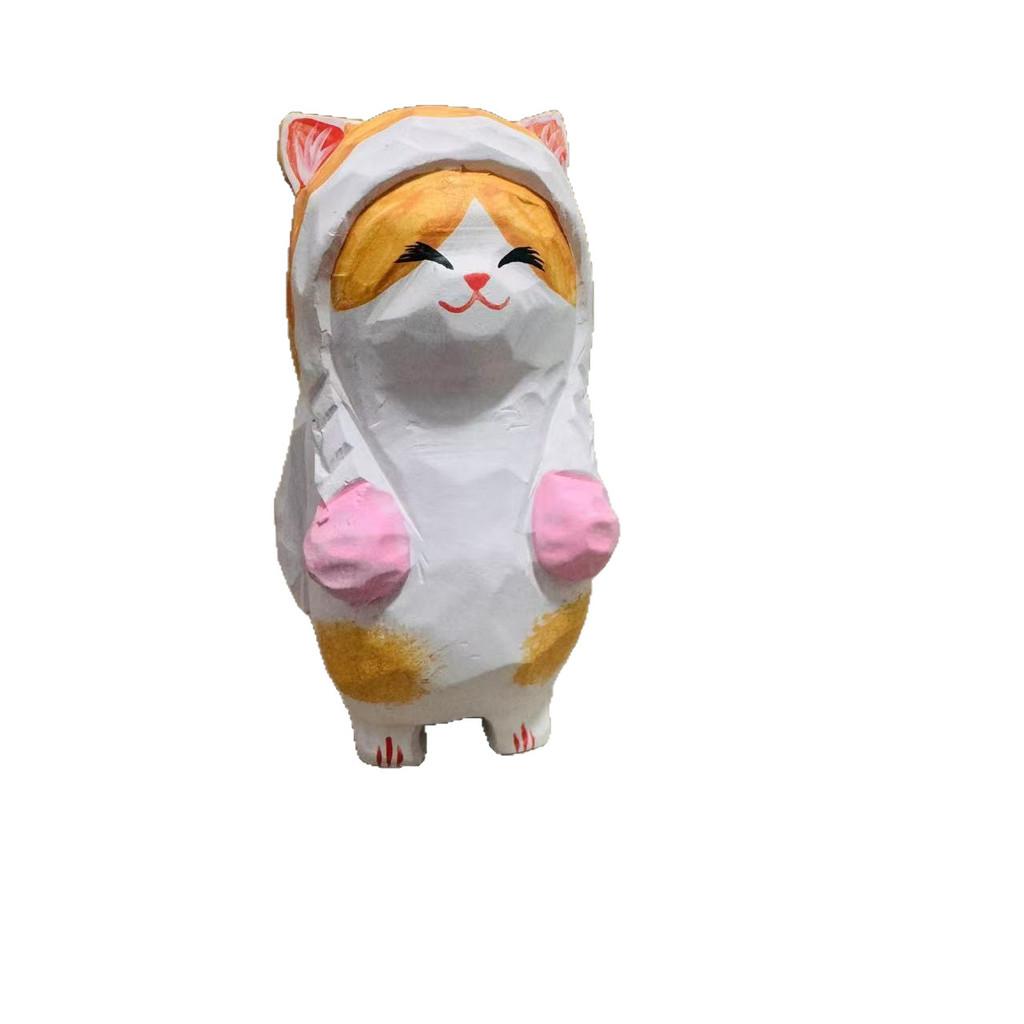 Wooden Craft Decor Lucky Cat Car Hanging Ornament For Home Office Gifts
