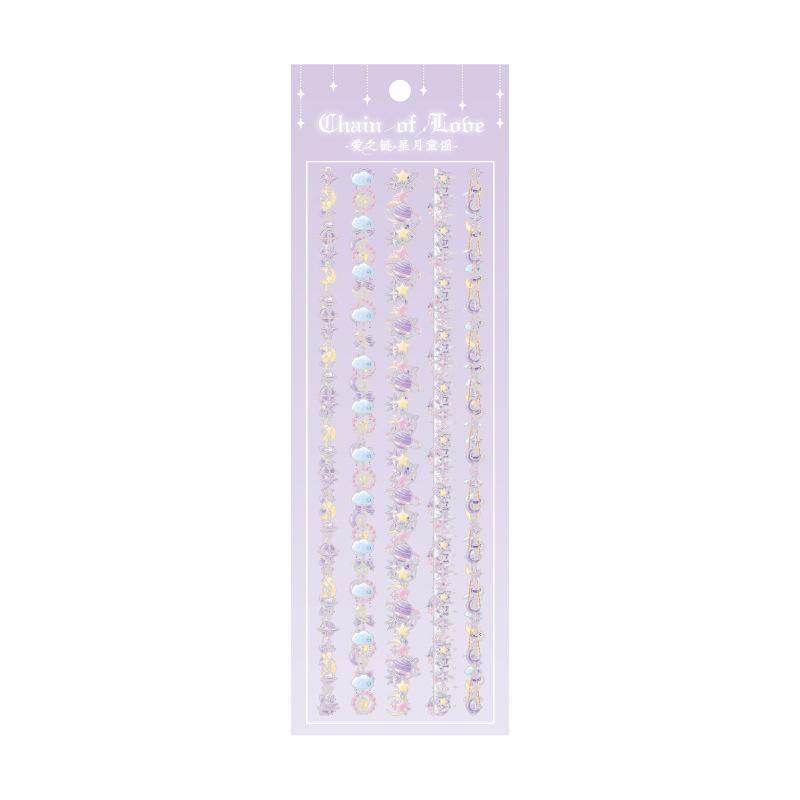 1pack/3Pcs Long Strip Necklace Holographic Stickers Shiny Reflective Ins Style Journal Guka DIY Supplies