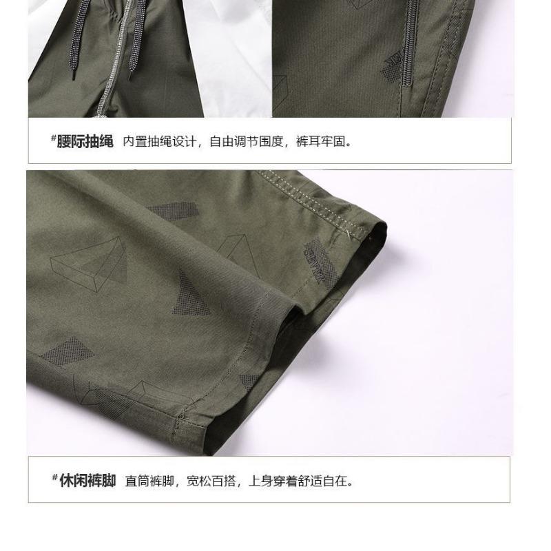 Men's Cotton Casual Shorts Drawstring Waist Zipper Pocket Patterned Mid Length Outdoor