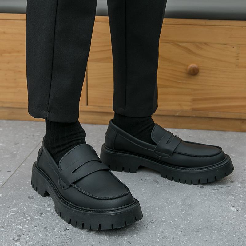 New Derby men's shoes retro versatile casual men's big head leather shoes wedding heightening platform loafers