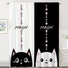Cute Cat Printed Curtain for Bedroom, Black and White, Kitchen, Living Room, Rod Pocket, Window Treatment, Home Decoration, 2Pcs