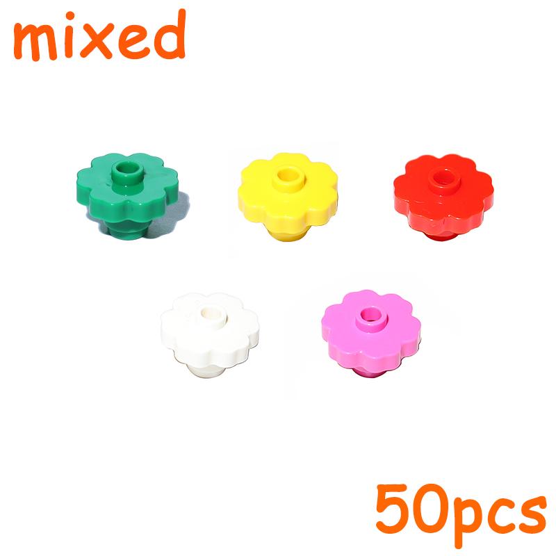 Non-Toxic 50Pcs Plants Accessories 2X2 Rounded Flower Moc City Pine Tree Branch Bush Grass Building Bricks 4727 4728