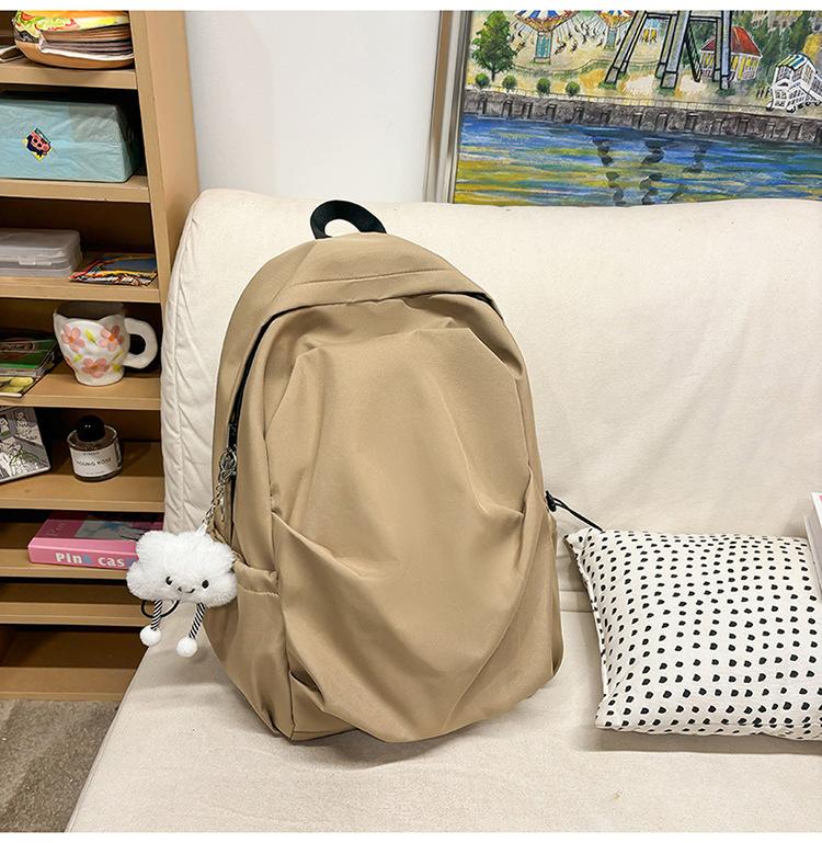 School bag versatile simple solid color college student school bag Korean version ins large capacity casual backpack light travel shoulder bag