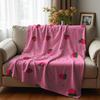 Strawberry Gingham Anime Cartoon Flannel Blanket Soft Warm Throw for Bedroom Sofa Car Kids Holiday Gift
