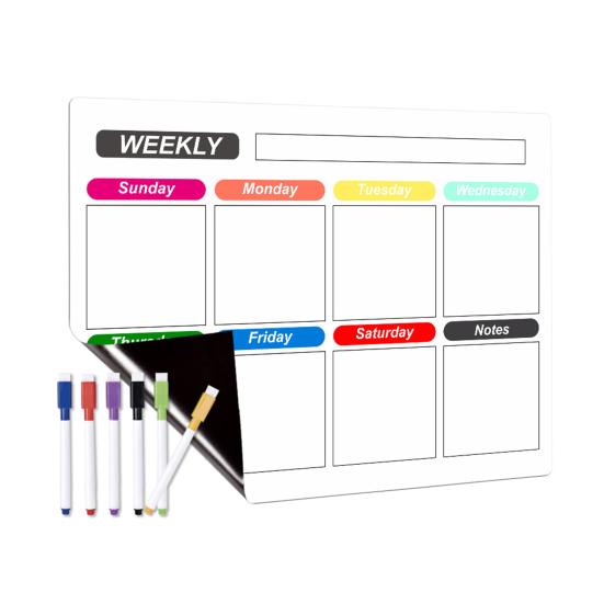 1 Set Magnetic Message Board Refrigerator Magnet Erasable Writing Surface Weekly Planner Kitchen