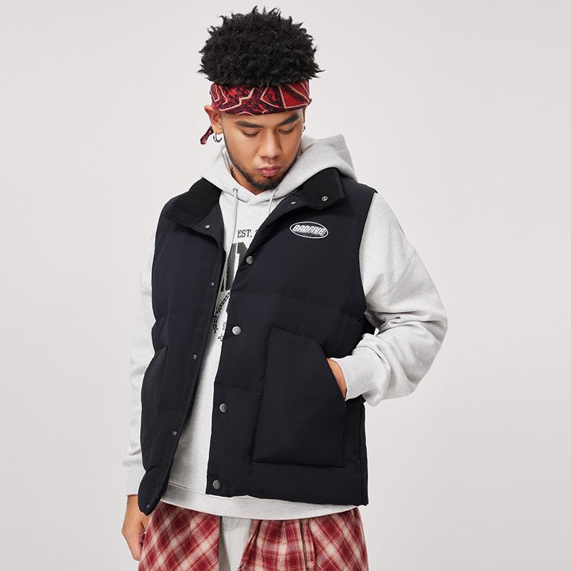 Li-Ning Anti-Water Comfortable Versatile Casual Stand Collar Letter Print Simple Winter Vest Men vests Black AMRU013-1