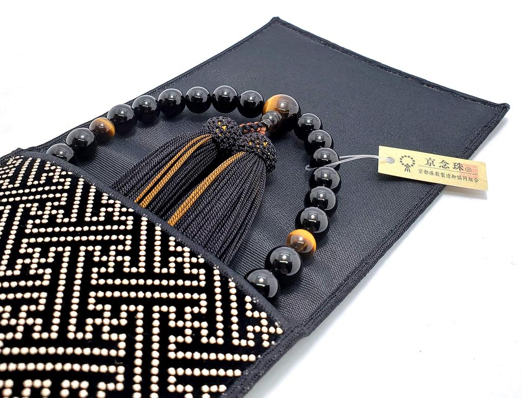 Urushi Product Prayer Beads Prayer Beads with Unisex Onyx and Eye Crafted with Silk Suitable for All Sects Kyoto Prayer Bead Manufacturing Wholesaler