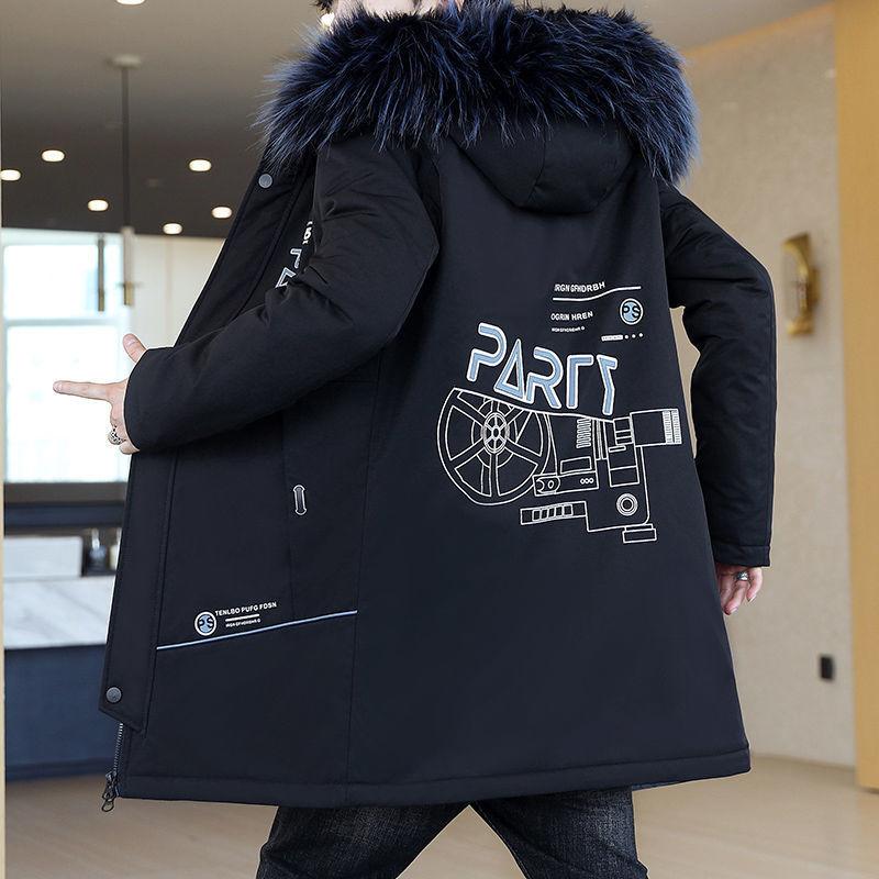 Herbst- und Winter-Neue Jacken, Vielseitige Jugend, Trendige Herren-Verdickte Jacken, Hübsche Studenten, Mittel- und Lange Samt-Baumwollmäntel für Herren