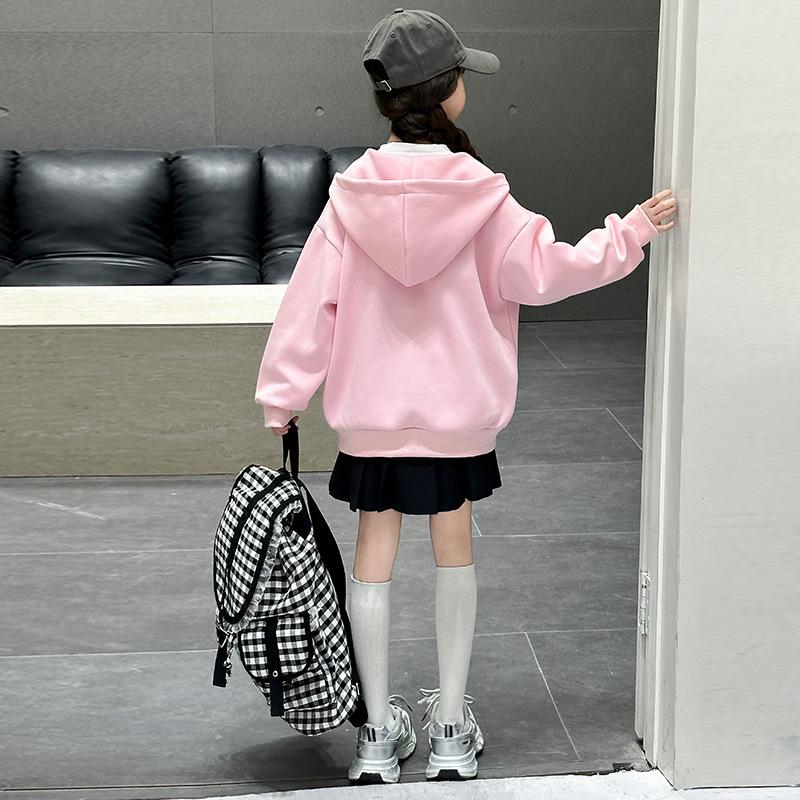 Girls' 2025 Autumn Korean Style Sweatshirt Set - Trendy Base Layer for Big Girls