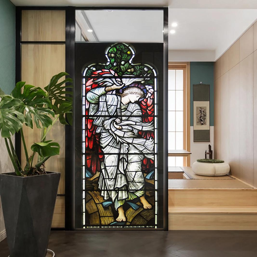 

Church Stained Glass Decals Window Film Privacy Heat Insulation and Anti UV Blocking Static Cling Window Sticker for Home J99 (as the picture,40x100cm WxH)