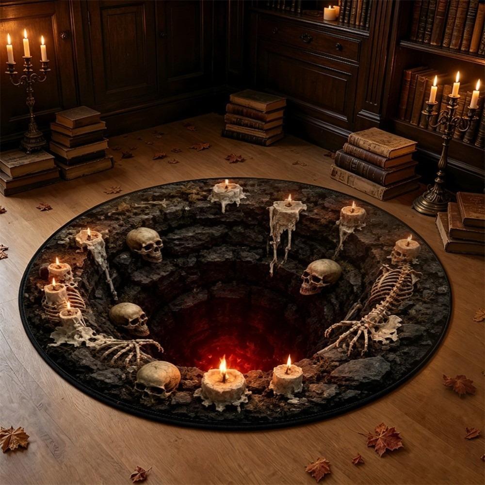 3D Special-shaped Round Carpet Crystal Velvet Optical Illusion Rug Floor Mat Living Room Decor