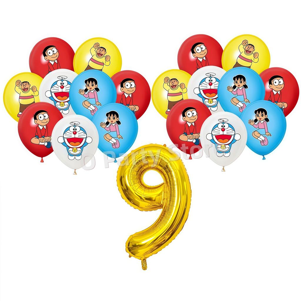 Doraemons Birthday Party Decoration Tableware Plate Cup Balloon Cake Topper Banner Stickers Kids Favor Gift Baby Shower Supplies