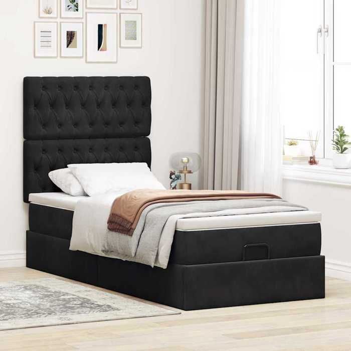 Maison Exclusive - Cadre de lit ottoman avec matelas noir 90x200 cm velours