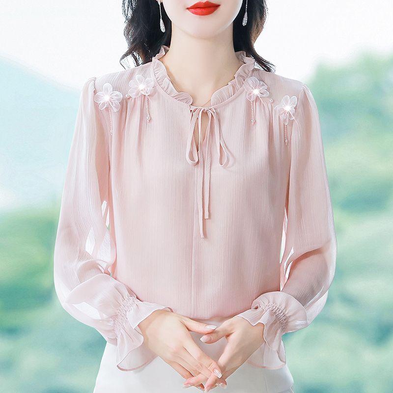 Chiffon Shirt, Women's Temperament, Beautiful Small Shirt, Popular Long Sleeved Top