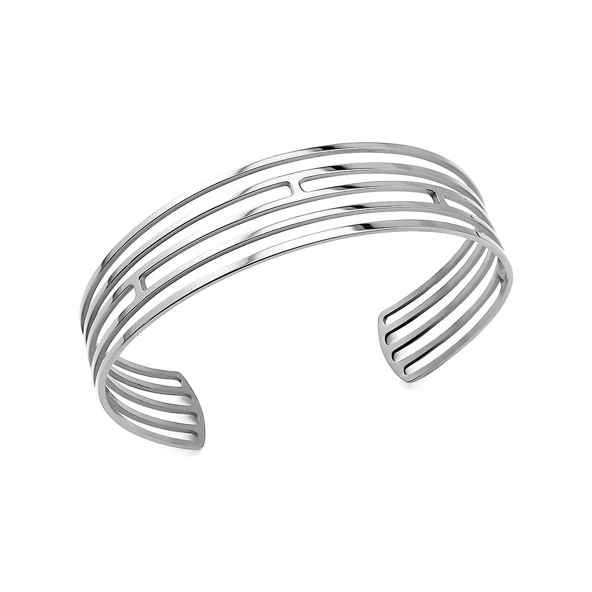 

Hollow Out Design Waterproof Stainless Steel Gold Plated Bracelets Geometric Multilayers Open Adjustable Bracelets