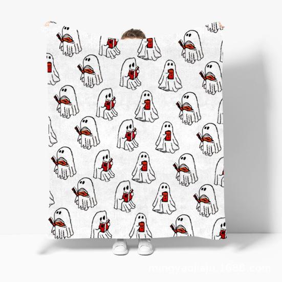 Halloween Ghost Blanket Printed Fall Plush Blanket Lightweight Sofa Bed Throw Blanket Couch Blanket Gift for Spooky Season