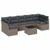 Garden Sofa Set 8 Pcs Grey Poly Rattan Steel and Glass