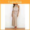 Elegant Satin Dress For Women With High Neck And Zipper Closure For Formal Events