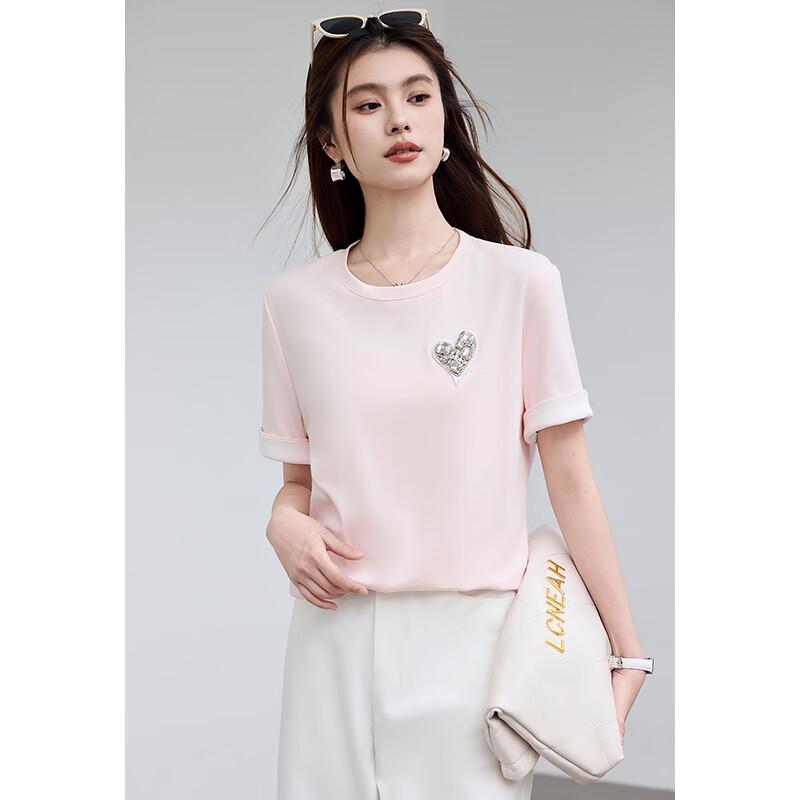 VICTORIA&VERA Women's Heart Diamond Short Sleeve T-Shirt