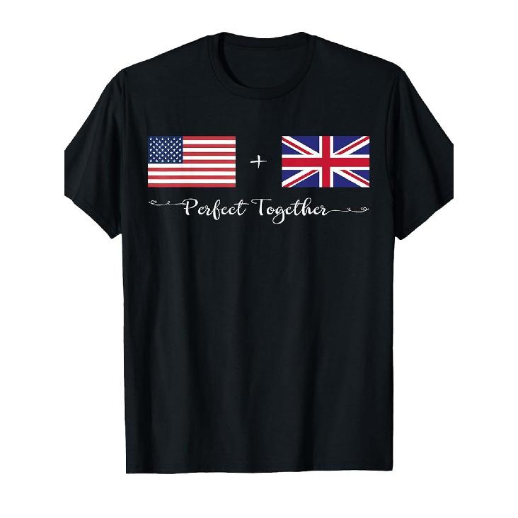 T-Shirt Featuring The Perfect Combination of American And British Flags S
