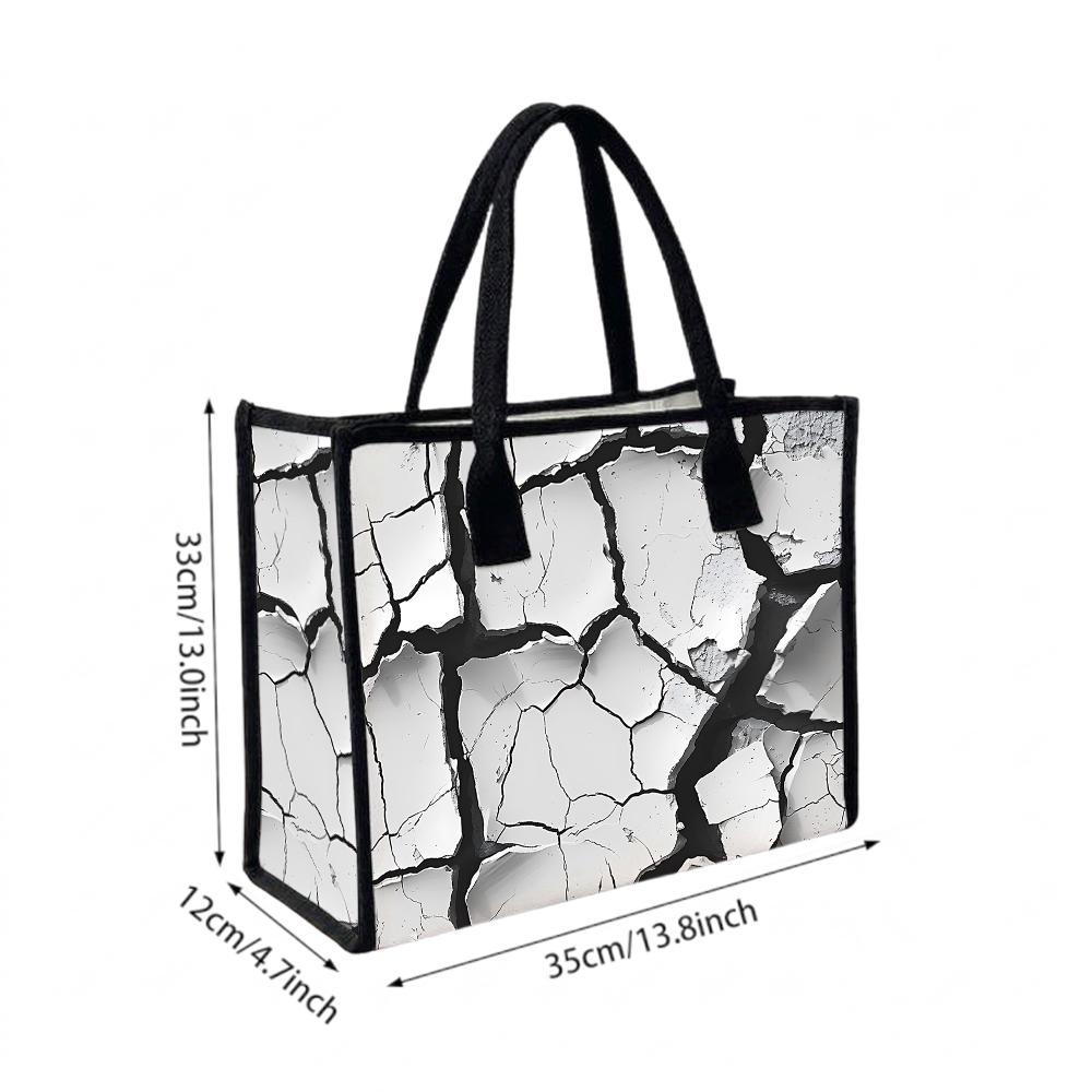Cracked Pattern Tote Bag Casual Daily Large Capacity Handbag Fashion Shoulder Bag