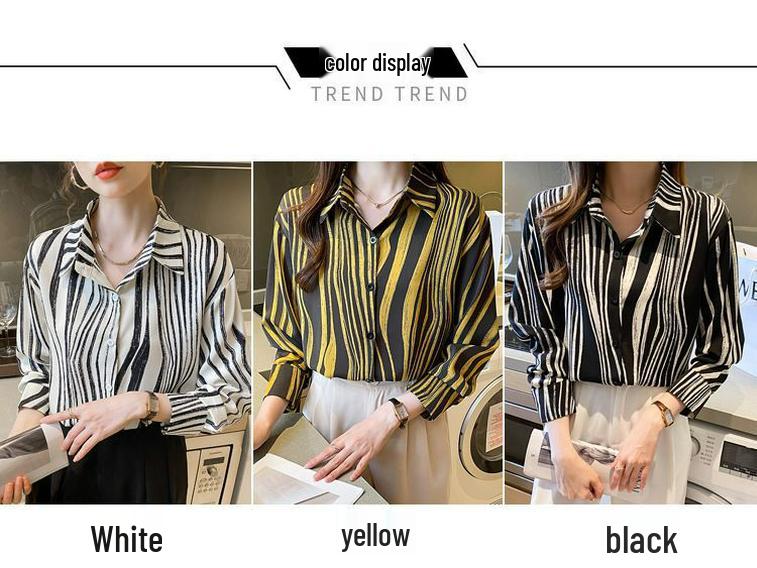 2025 French Striped Long-Sleeve Loose Shirt: Fashionable & Versatile Design