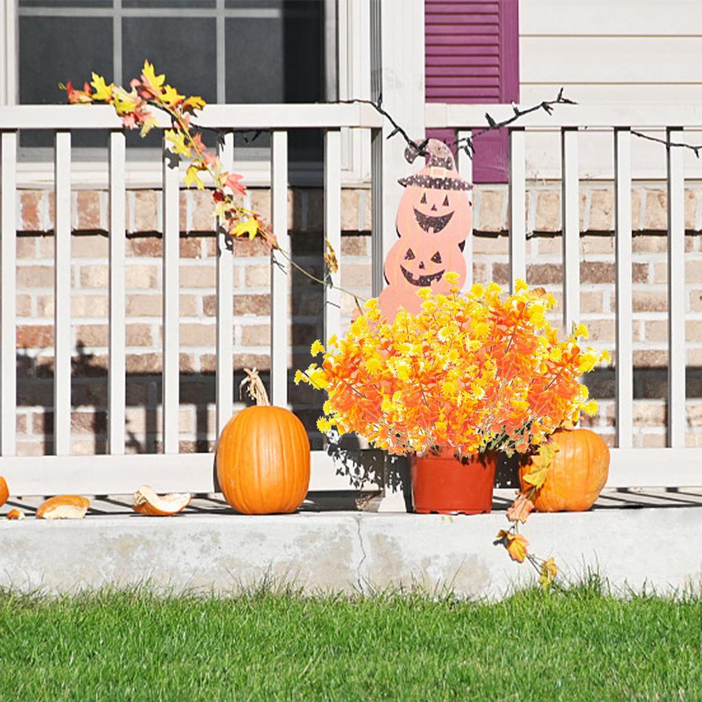 Artificial Fall Flowers Bundles for Outdoors Faux Mums Plants Decoration Plastic Shrubs Plants Home Porch Garden Yard