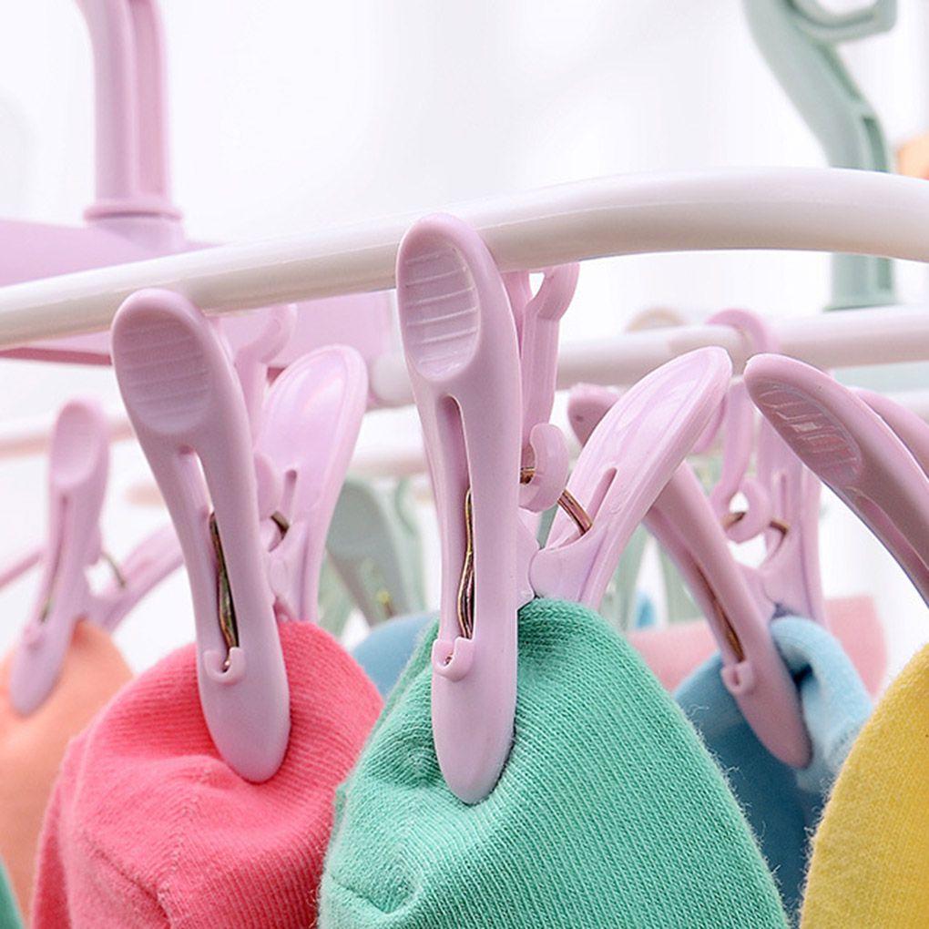 12 Clips Foldable Underwear Socks Clothes Hanger Laundry Airer Drying Rack