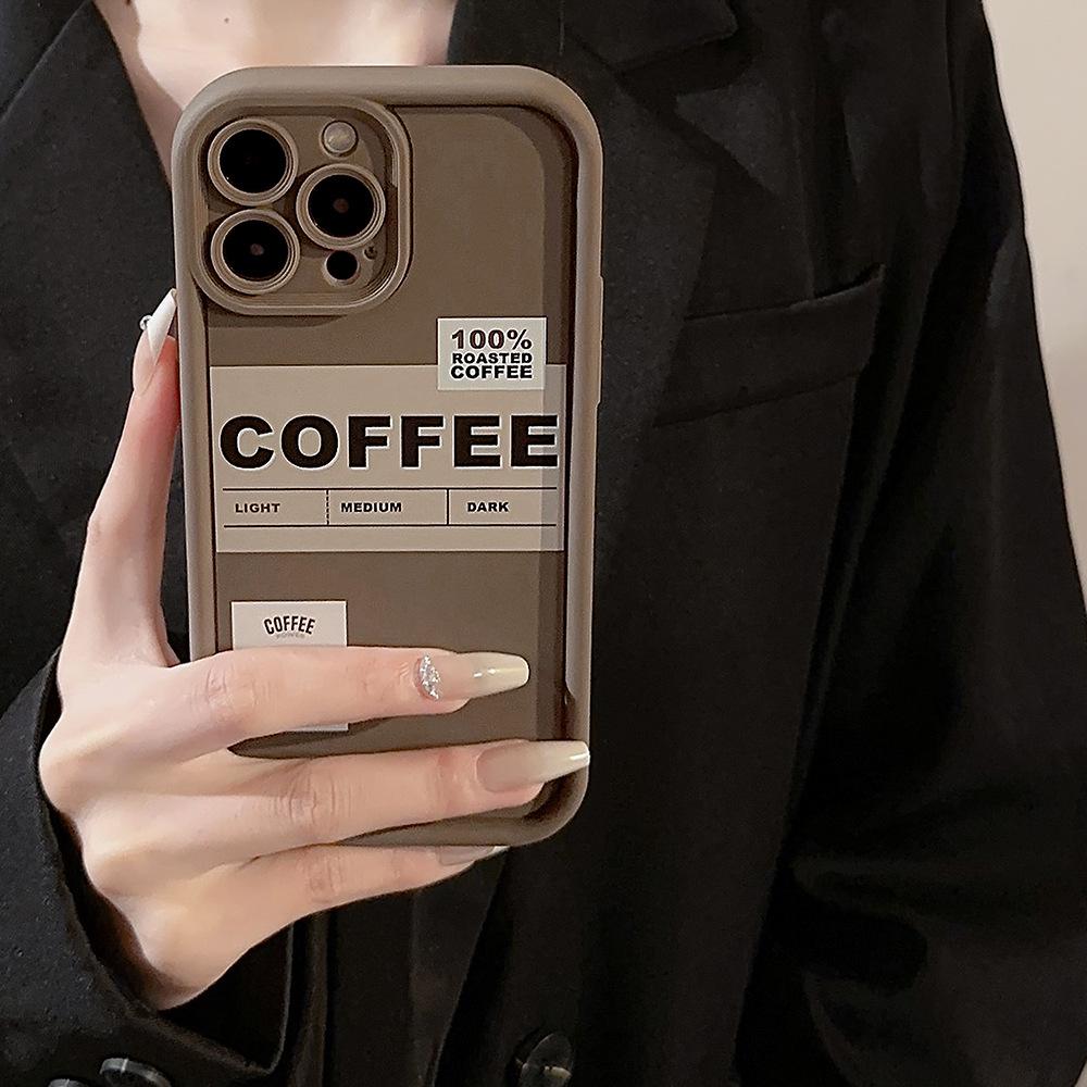 Coffee English Tag Apple 17 Promax Mobile Phone Case IPhone 15 Retro 11 Suitable for 14 Bracelet 16 Huawei