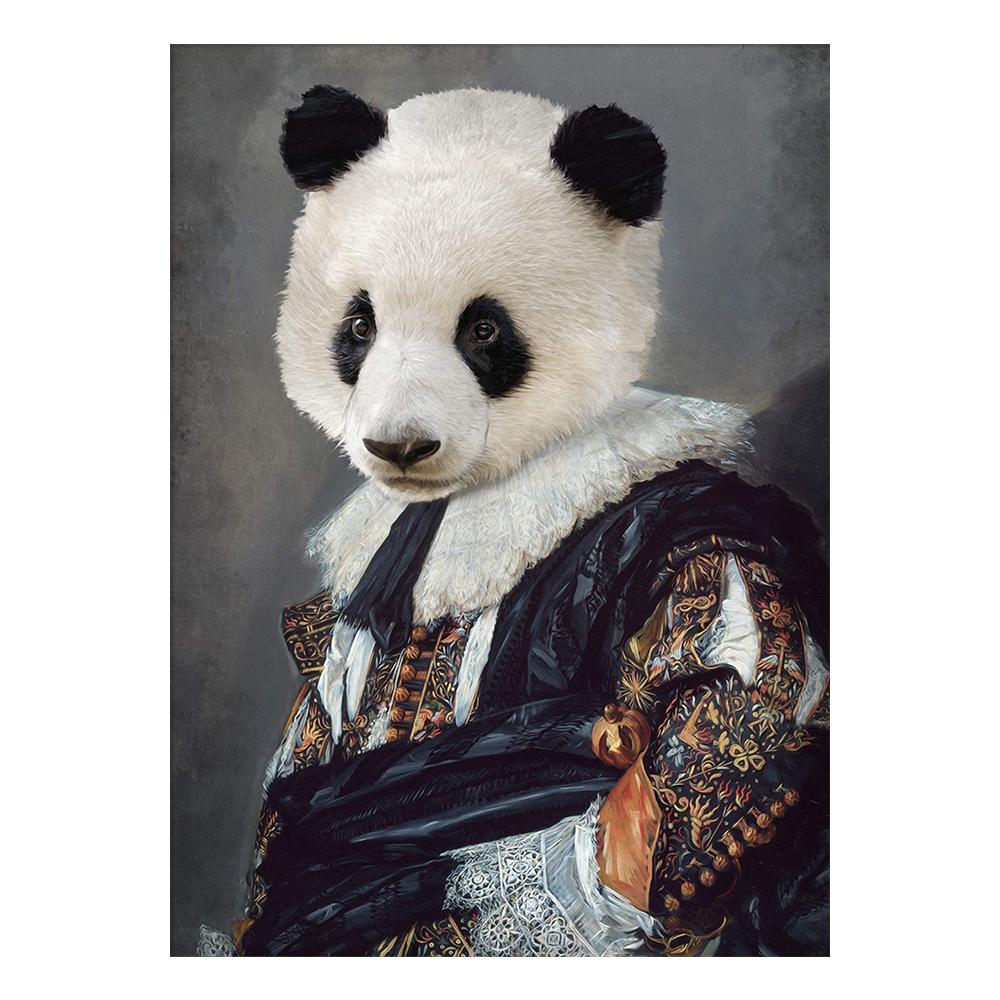 Engraçado Renascimento Retrato Pintura Tela Impressão Pôster Arte de Parede Cabeça de Animal Corpo Humano Imagem para Sala de Estar Decoração de Casa