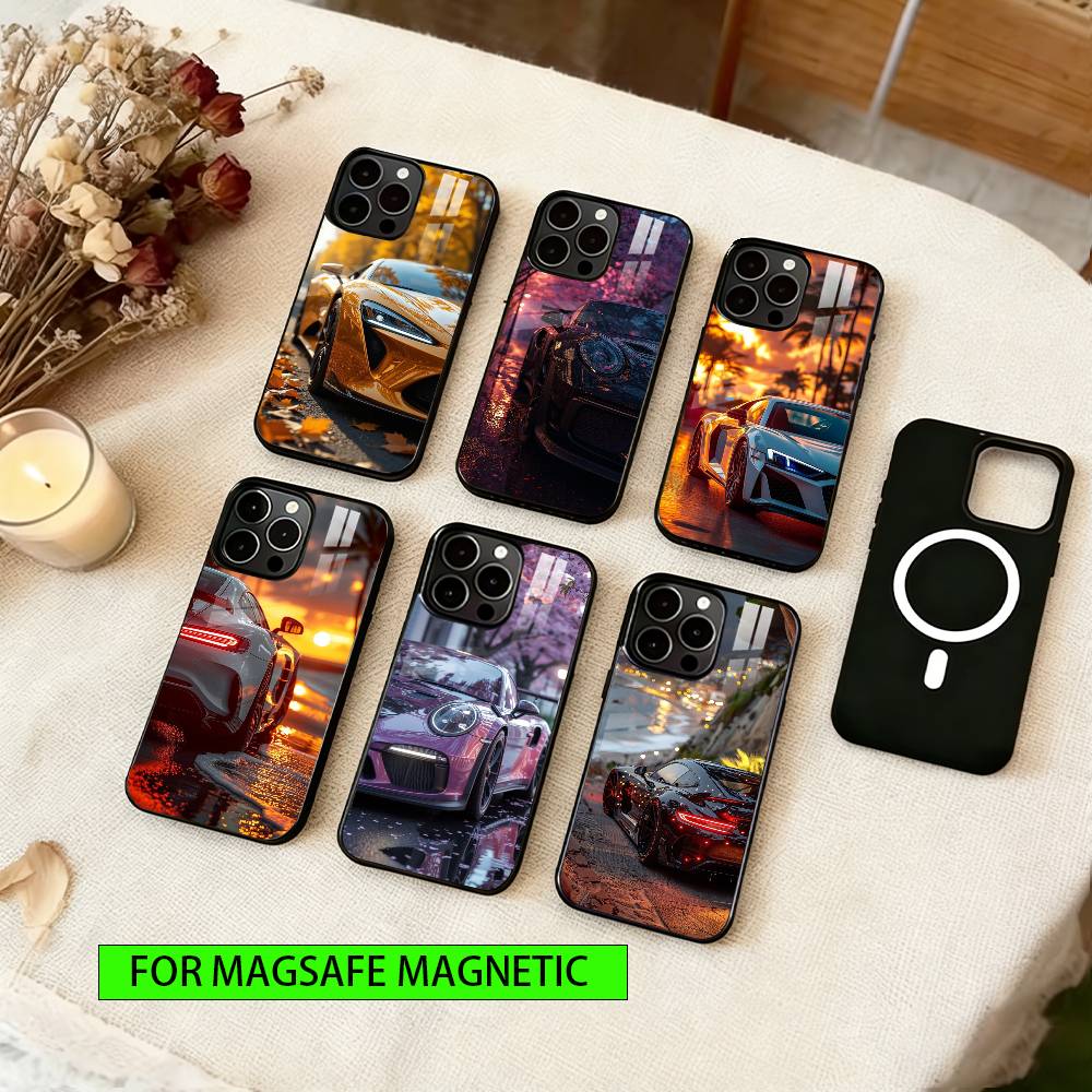 Super Car Phone Case For iPhone17,16,15,14,13,12,11 Plus,Pro Magnetic with Magsafe Wireless Charging