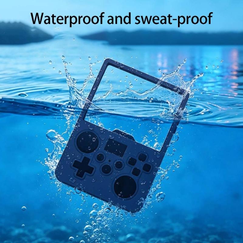 Handheld Game Device Silicone Case, Full-Cover Shell with Control Openings, Rear Grip Texture, Wrist Chain for R36MAX2