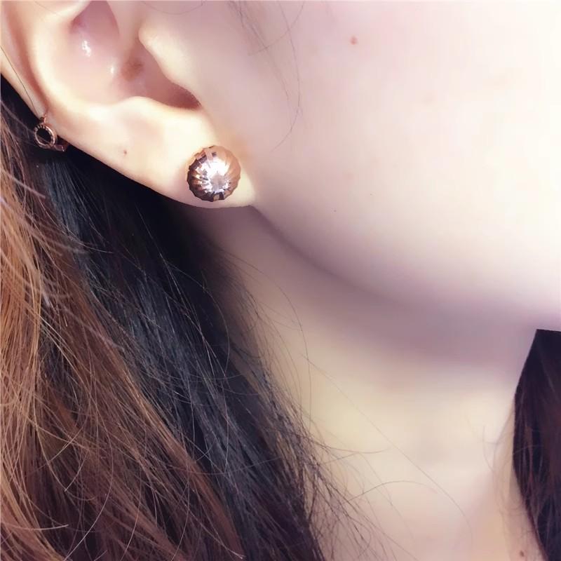 Exquisite Russian 585 Purple Gold Shiny Car Flower Screw Ball Stud Earrings Plated Rose Gold Ball Stud Earrings Jewelry