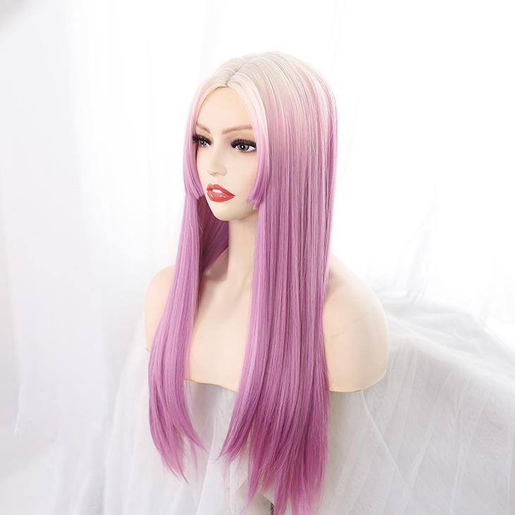 Bybrana Women Gradient Color Mid-Length Synthetic Hair Daily Wear