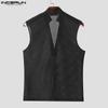 INCERUN Men Summer Sleeveless Mesh Sheer Tanks  Transparent T-shirts