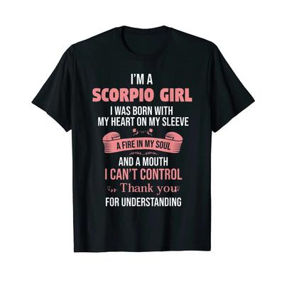 I Am a Scorpion Girl Thank You for Your Understanding of Astrology T Shirt Black Vintage Washed Comfortable Graphic Breathable