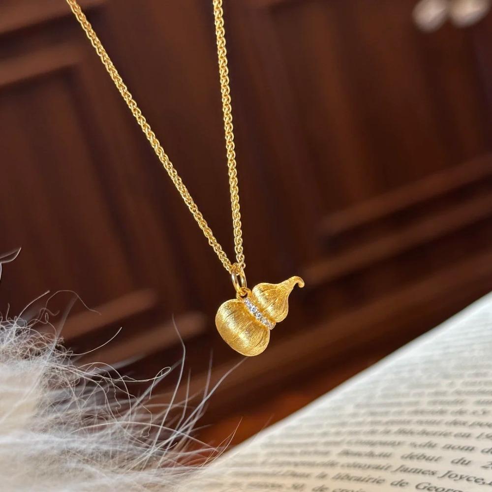 Luxury French Vintage Necklace Diamond Pumpkin Gourd Pendant Women Exquisite New Chinese Style