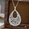 Huitan Big Water Drop Shaped Pendant Necklace for Women Silver Color Luxury Trendy Female Neck Accessories Wedding Party