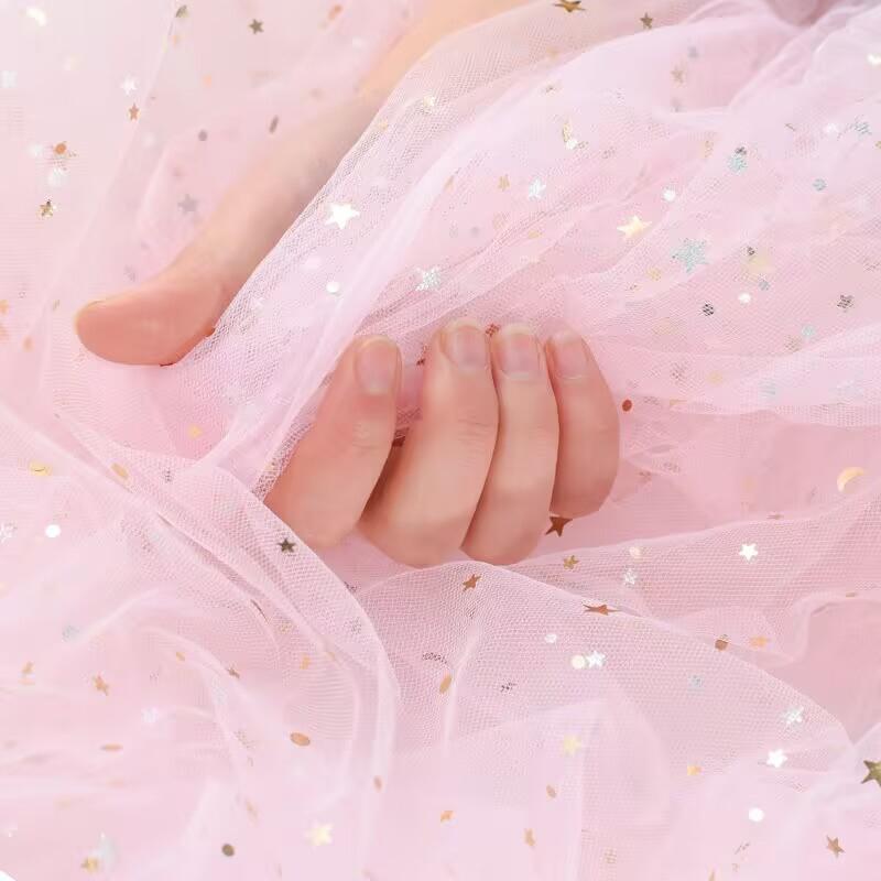 Glitter Tulle Mesh Fabric Gold Sequins Sheer Star Gauze Party Dress Material Nail Pography Background Bridal Wedding Shoulder