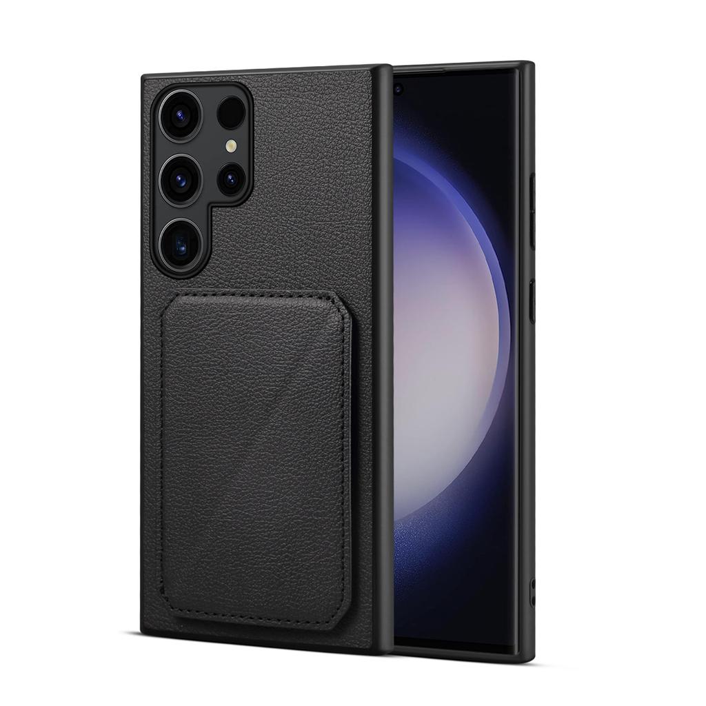 Denior Luxury Lychee Patterned PU Leather Camera Protector Screen Protector Phone Case for S25/S24/S23/A36/A56 Series (1