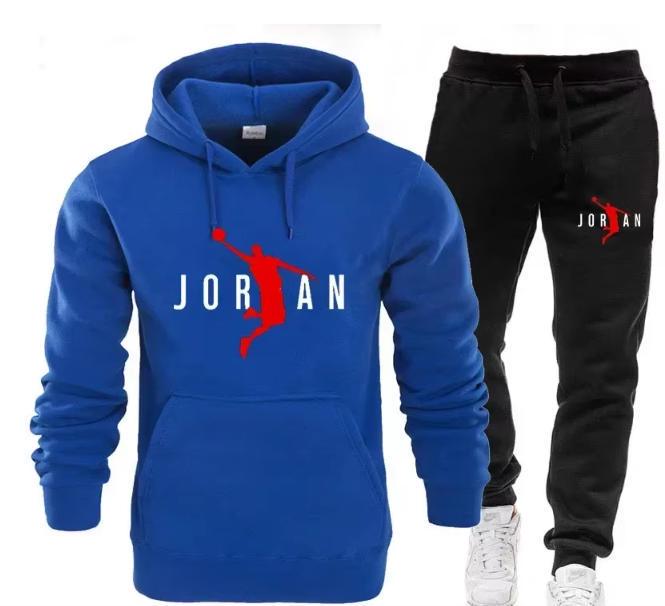 Men's Autumn Basketball Print Hoodie & Pants Set - Street Casual Warm Sportswear