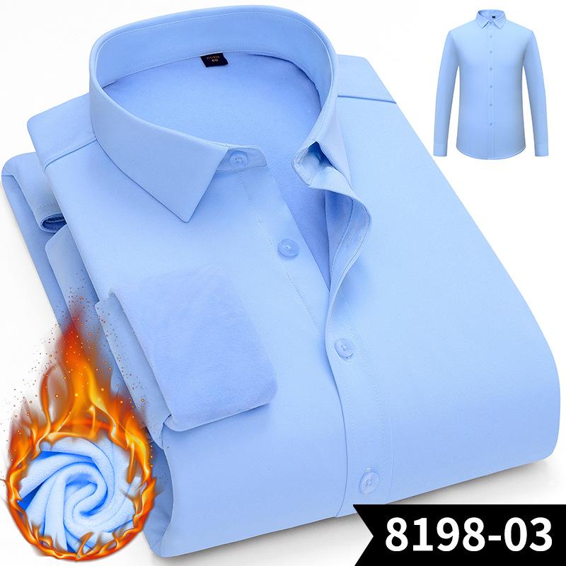 Men's Winter Sherpa Lined Shirts Long Sleeve Button Down Fleece Dress Shirts for Men Business Casual Warm Comfortable Thermal Shirt With Pockets