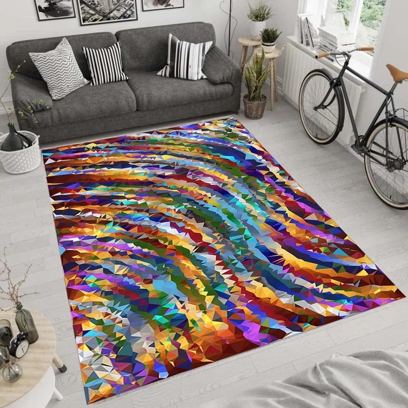 Abstract Carpet Modern Gradient Rug Artistic Pattern Mat Home Decoration Non-Slip Soft Floor Mat for Living Room Bedroom Decor
