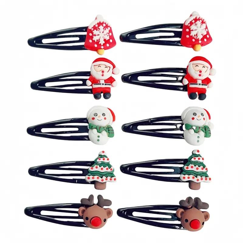 

10 шт. Рождественские заколки для волос Милые заколки для волос для девочек Милые заколки для волос в виде Санта-Клауса Боковые заколки Заколка для волос в виде лося Аксессуары для волос для рождественской вечеринки