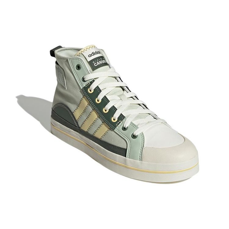 Adidas Neo City Canvas Fabric Leather Non-Slip Wear-Resistant Mid-Top Skate Shoes Unisex Sneakers Light-Green GW6748