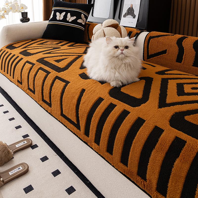 

New Plush Sofa Cushion Autumn And Winter Thickened Non-Slip Seat Cushion Bohemian Wind Straight Row Sofa Cover Cover Cloth 90*90cm