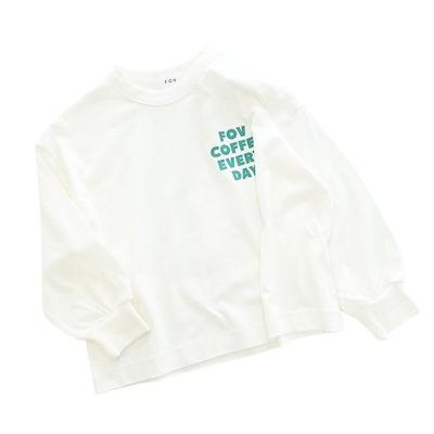 [FOV] Retro COFFEE Langarm-T-Shirt Weiß