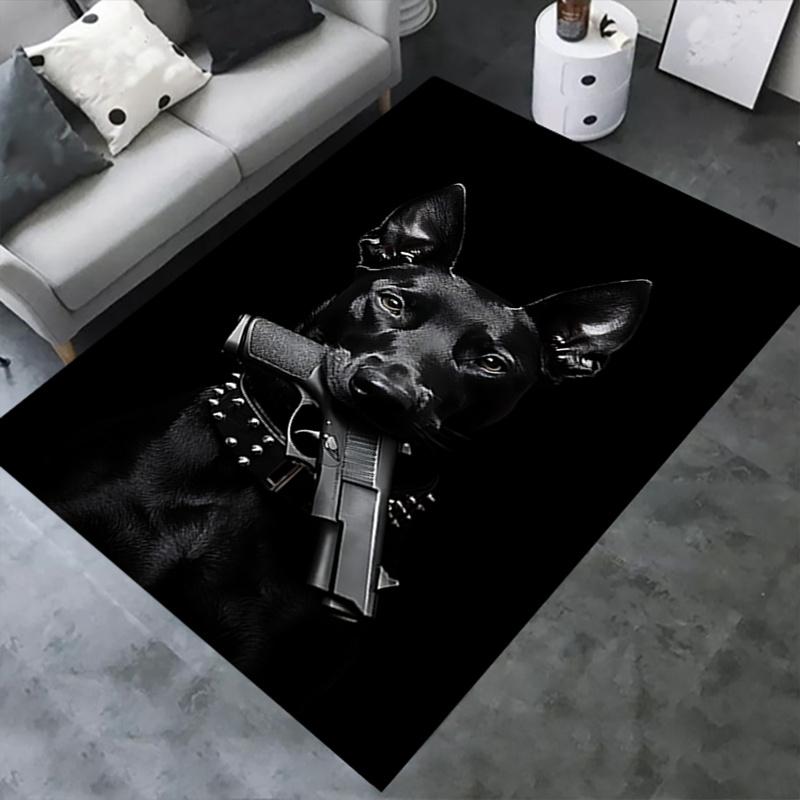 Black Dog Chair Mat: Office Carpet, Oversized Rug for Home Decor, Sofa Mat, Desk Protector, Gift Idea for Any Room
