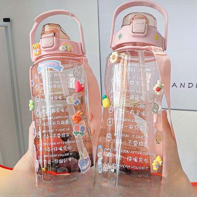 Water Cup Target Scale To Remind Female Students Large Capacity Water Bottle Summer Cup Straw Cup